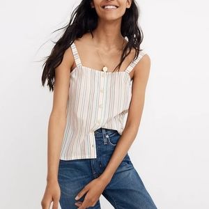 Madewell Button Front Cami Tank in Textural Rainbow Stripe